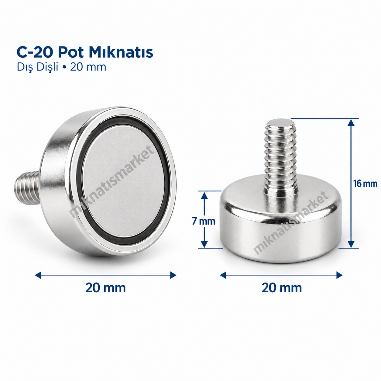 Pot 20 Erkek Neodyum Mıknatıs