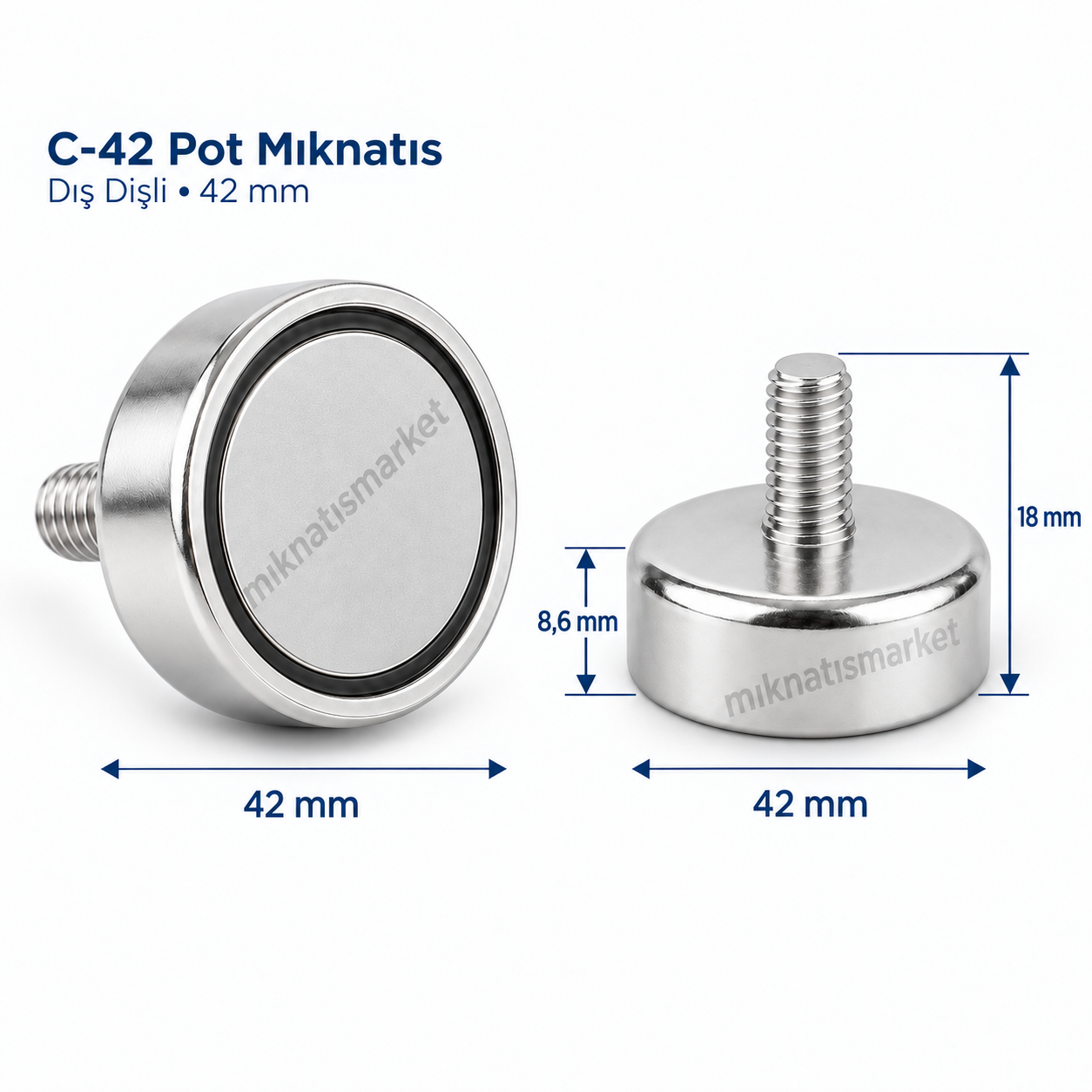 Pot 42 mm Erkek Neodyum Mıknatıs