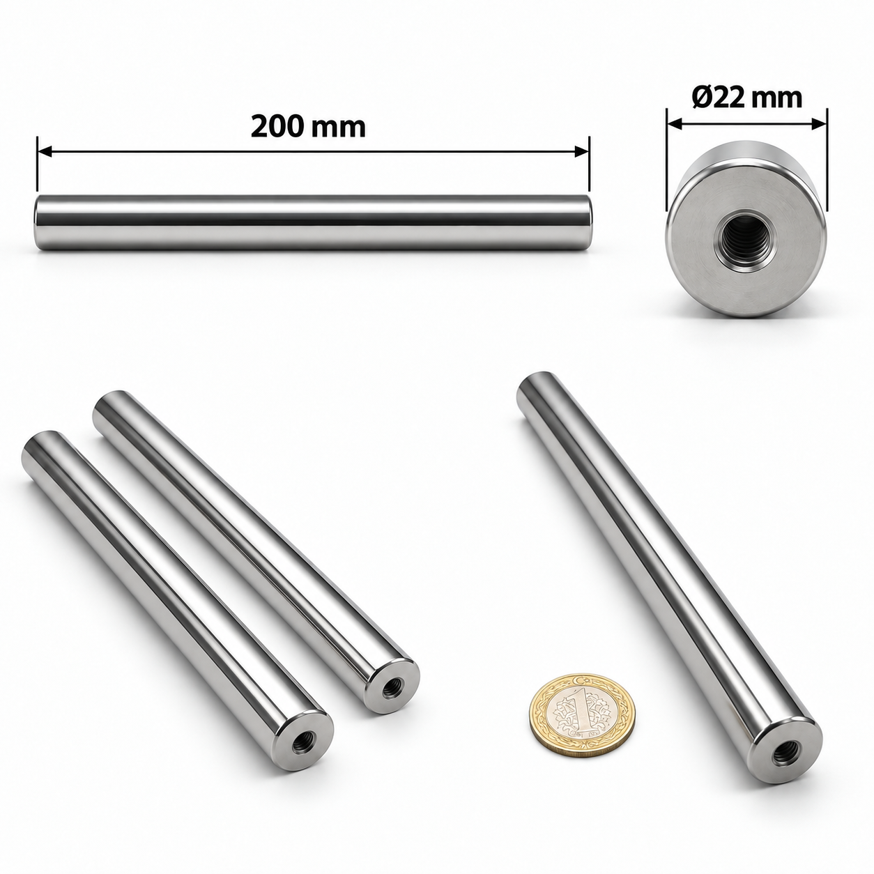 22x200 mm Çubuk Bar Mıknatıs