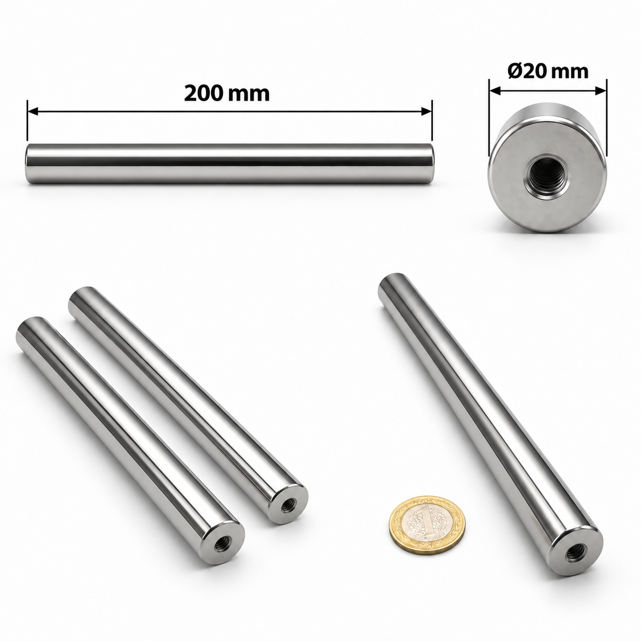 20x200 mm Çubuk Bar Mıknatıs