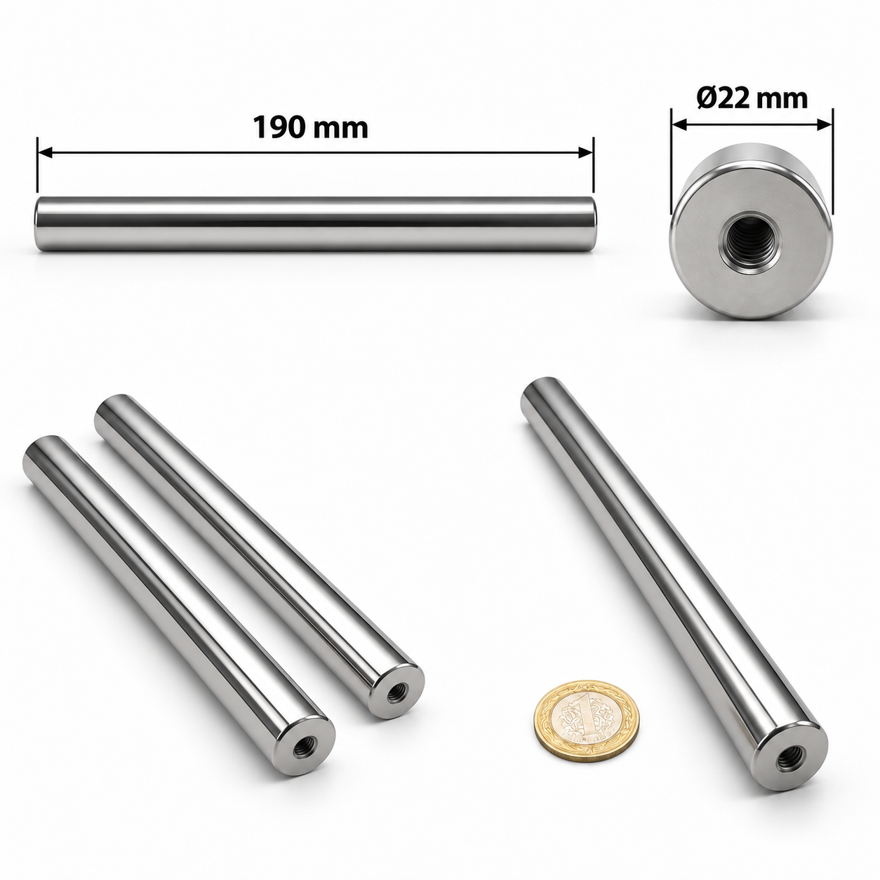 22x190 mm Çubuk Bar Mıknatıs
