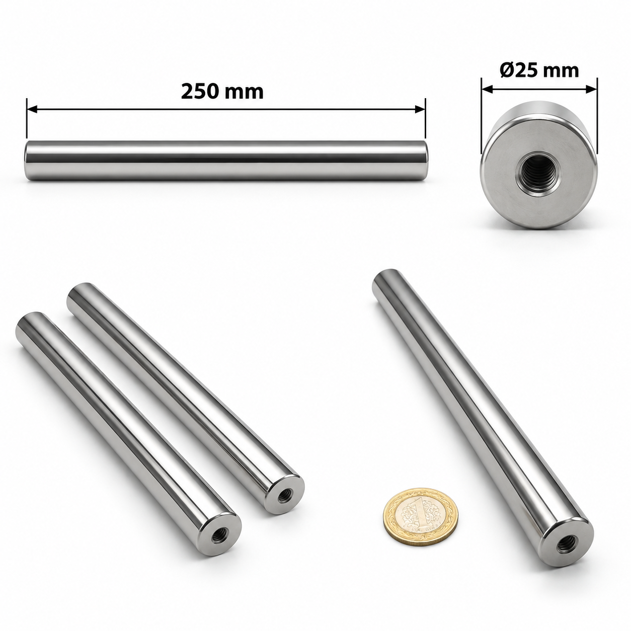 25x250 mm Çubuk Bar Mıknatıs