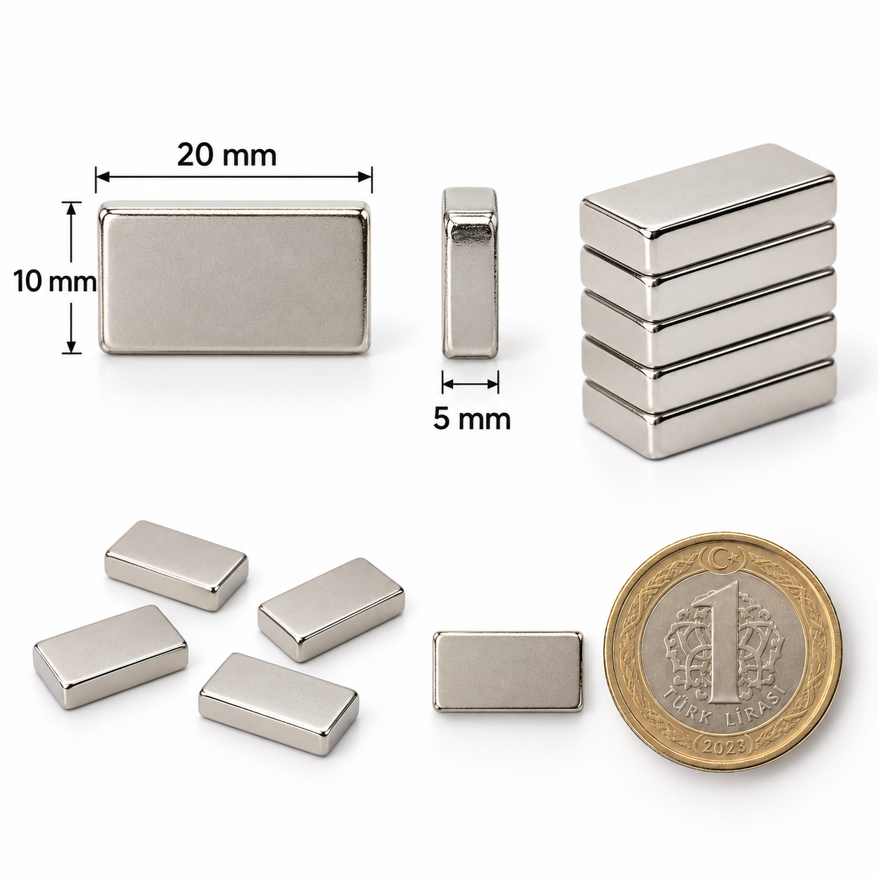 20x10x5 mm Dikdörtgen Nedoyum Mıknatıs