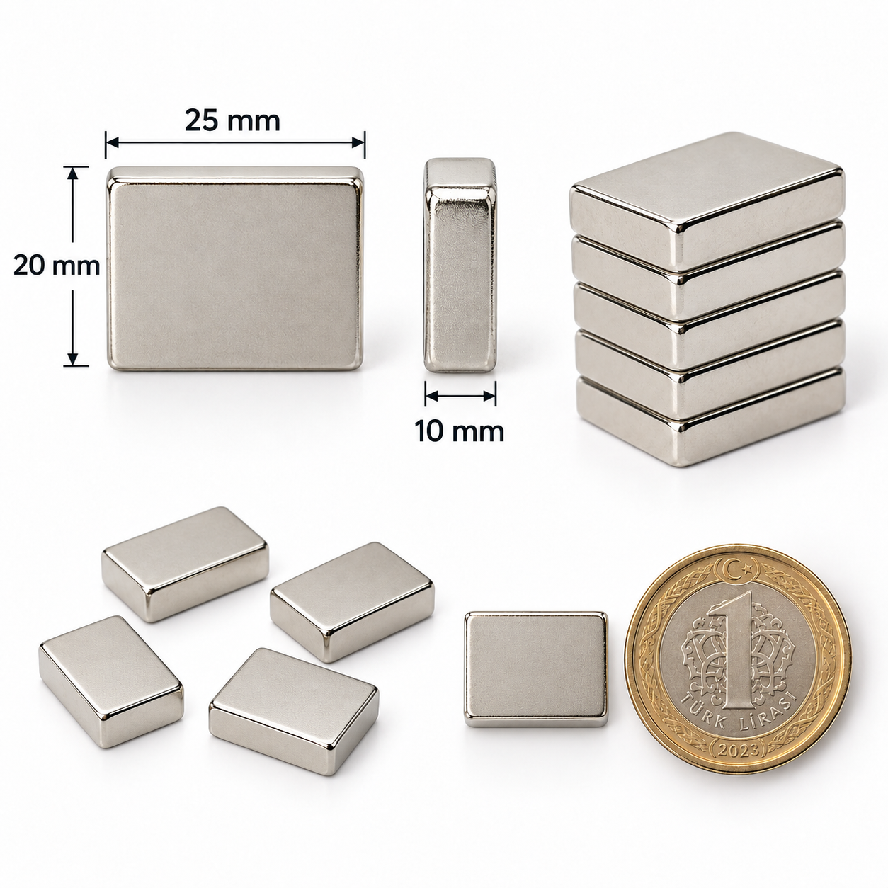 25x20x10 mm Dikdörtgen Nedoyum Mıknatıs