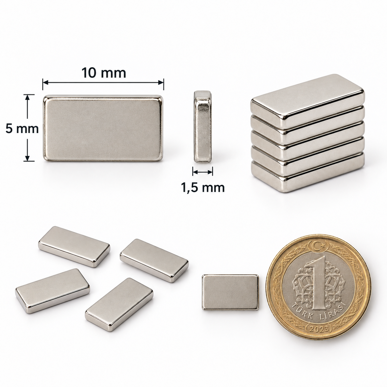 15x5x1 mm Dikdörtgen Nedoyum Mıknatıs