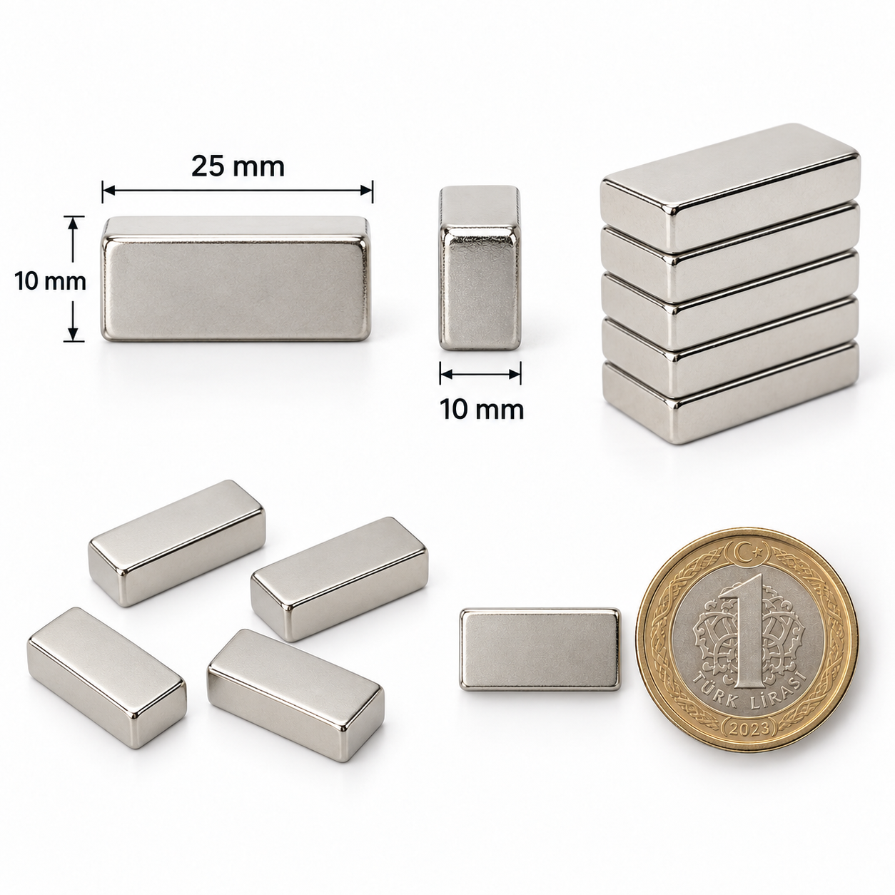 25x10x10 mm Dikdörtgen Nedoyum Mıknatıs