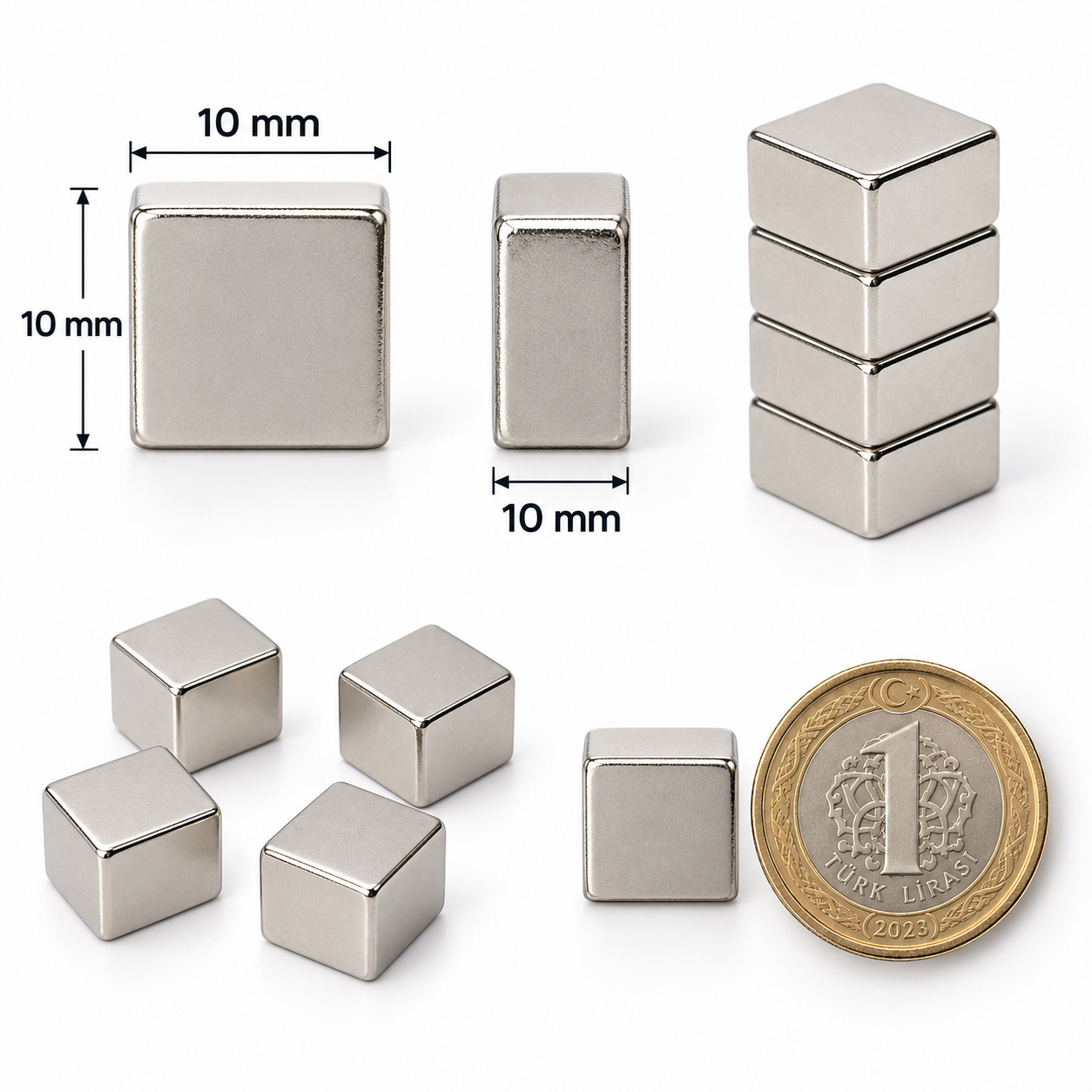 10x10x10 mm Dikdörtgen Nedoyum Mıknatıs