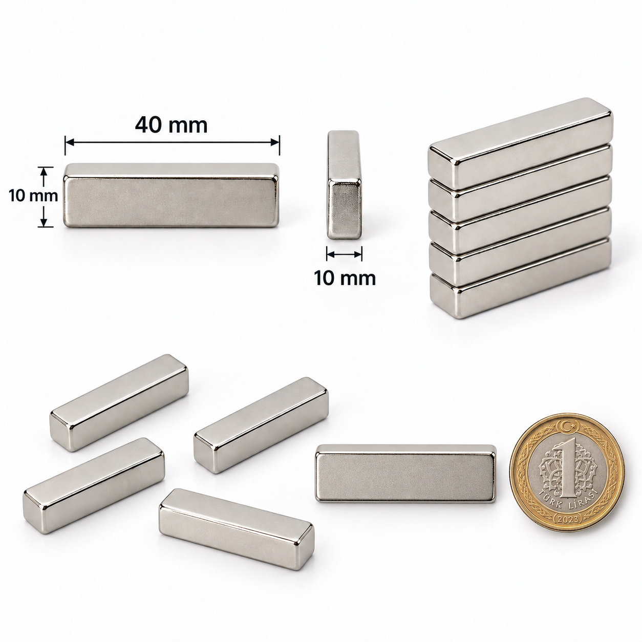 40x10x10 mm Dikdörtgen Nedoyum Mıknatıs