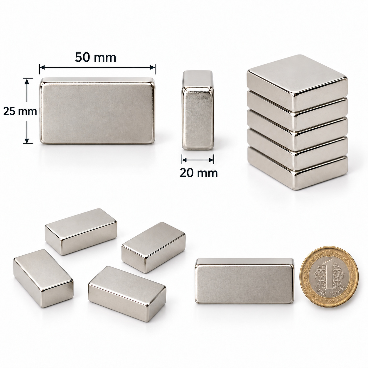 50x25x20 mm Dikdörtgen Nedoyum Mıknatıs