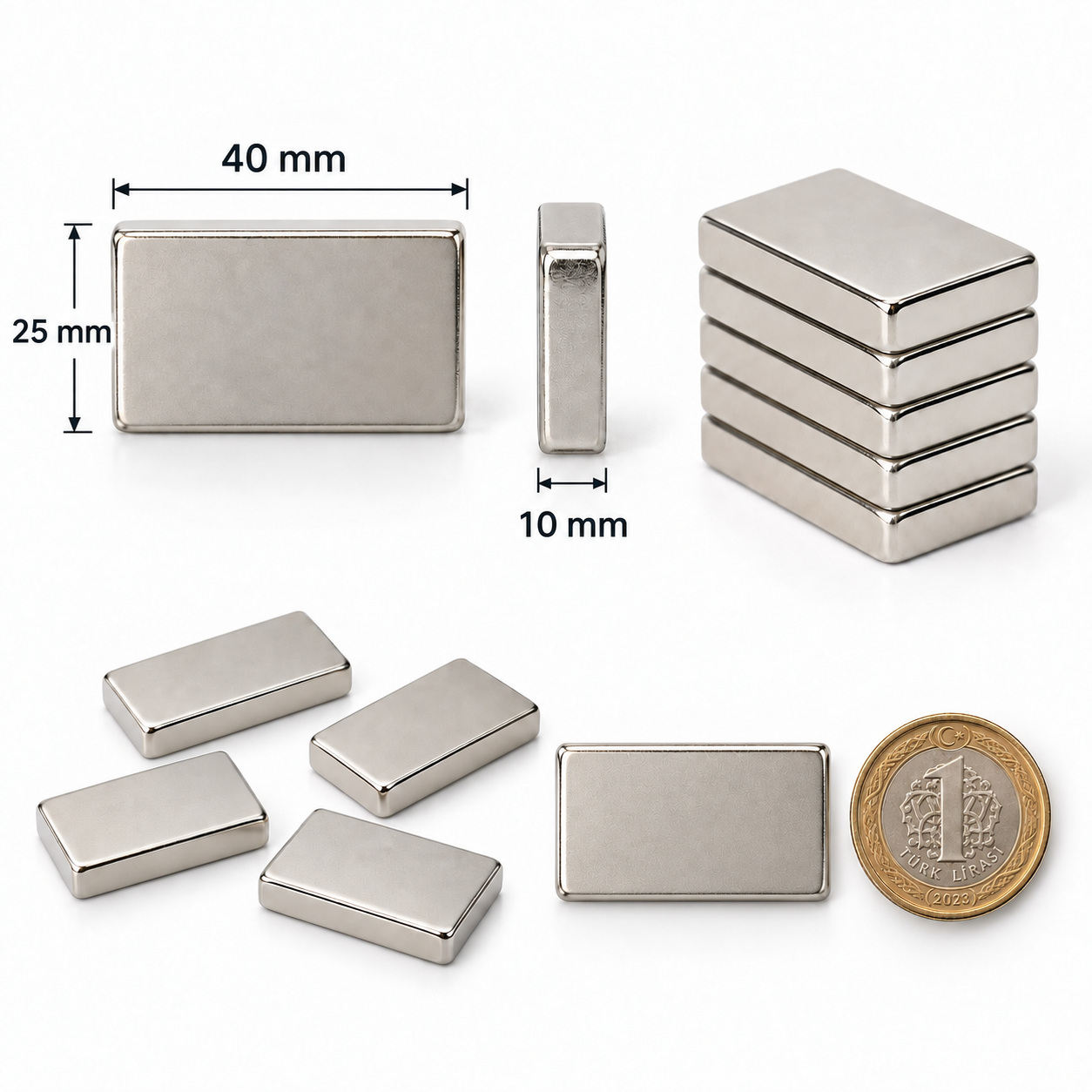 40x25x10 mm Dikdörtgen Nedoyum Mıknatıs
