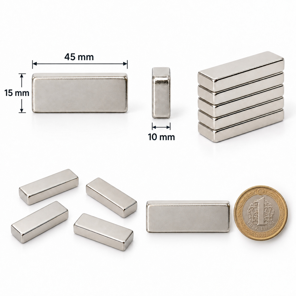 45x15x10 mm Dikdörtgen Nedoyum Mıknatıs