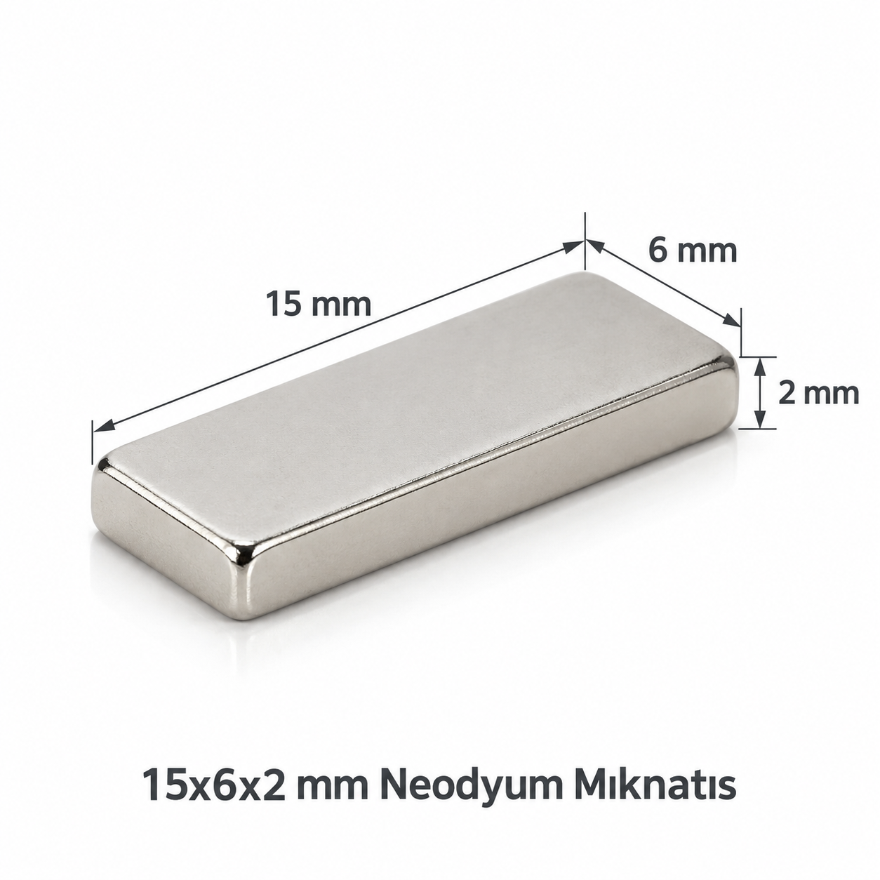 15x6x2 mm Dikdörtgen Nedoyum Mıknatıs