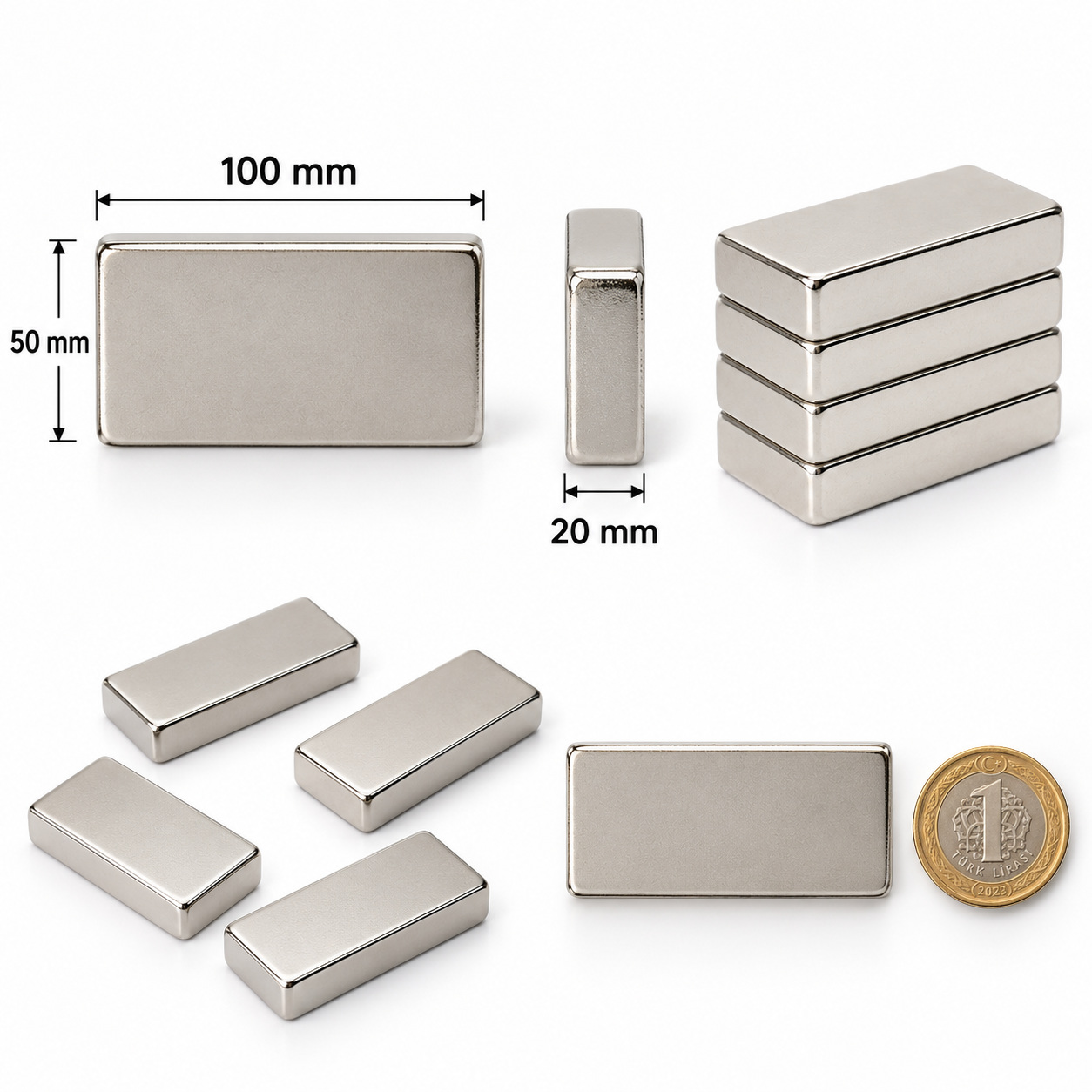100x50x20 mm Dikdörtgen Nedoyum Mıknatıs