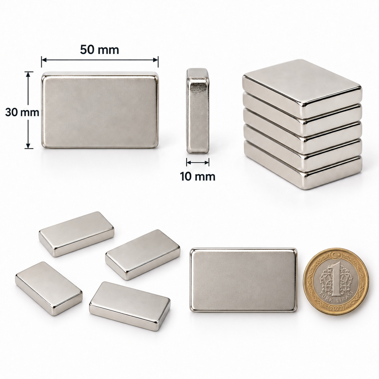 50x30x10 mm Dikdörtgen Nedoyum Mıknatıs