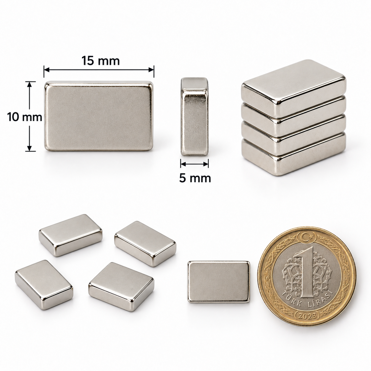 15x10x5 mm Dikdörtgen Nedoyum Mıknatıs