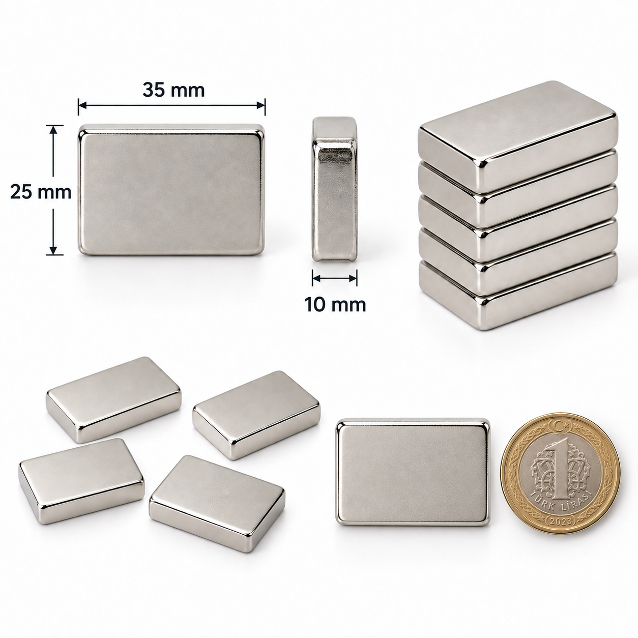 35x25x10 mm Dikdörtgen Nedoyum Mıknatıs