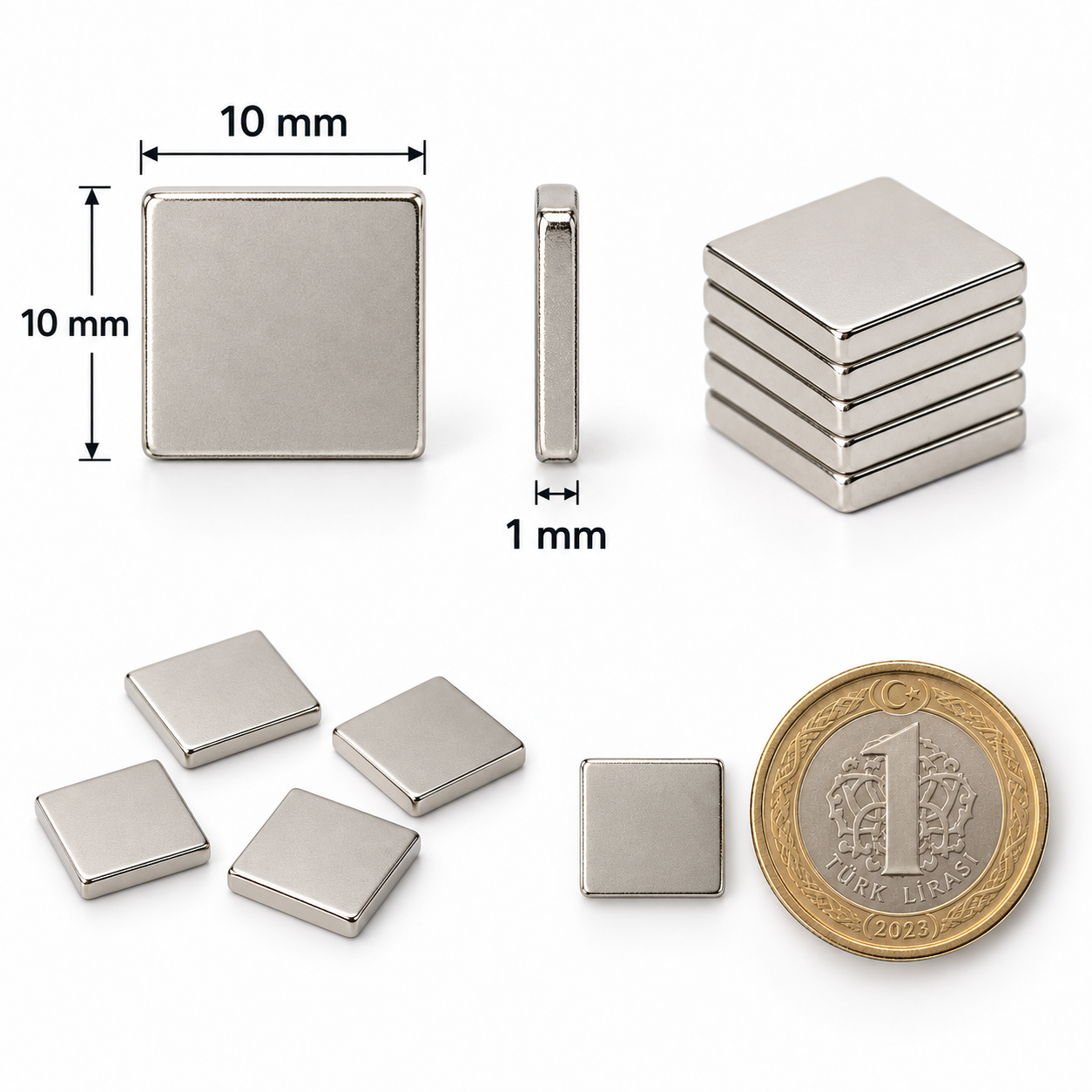 10x10x1 mm Dikdörtgen Nedoyum Mıknatıs