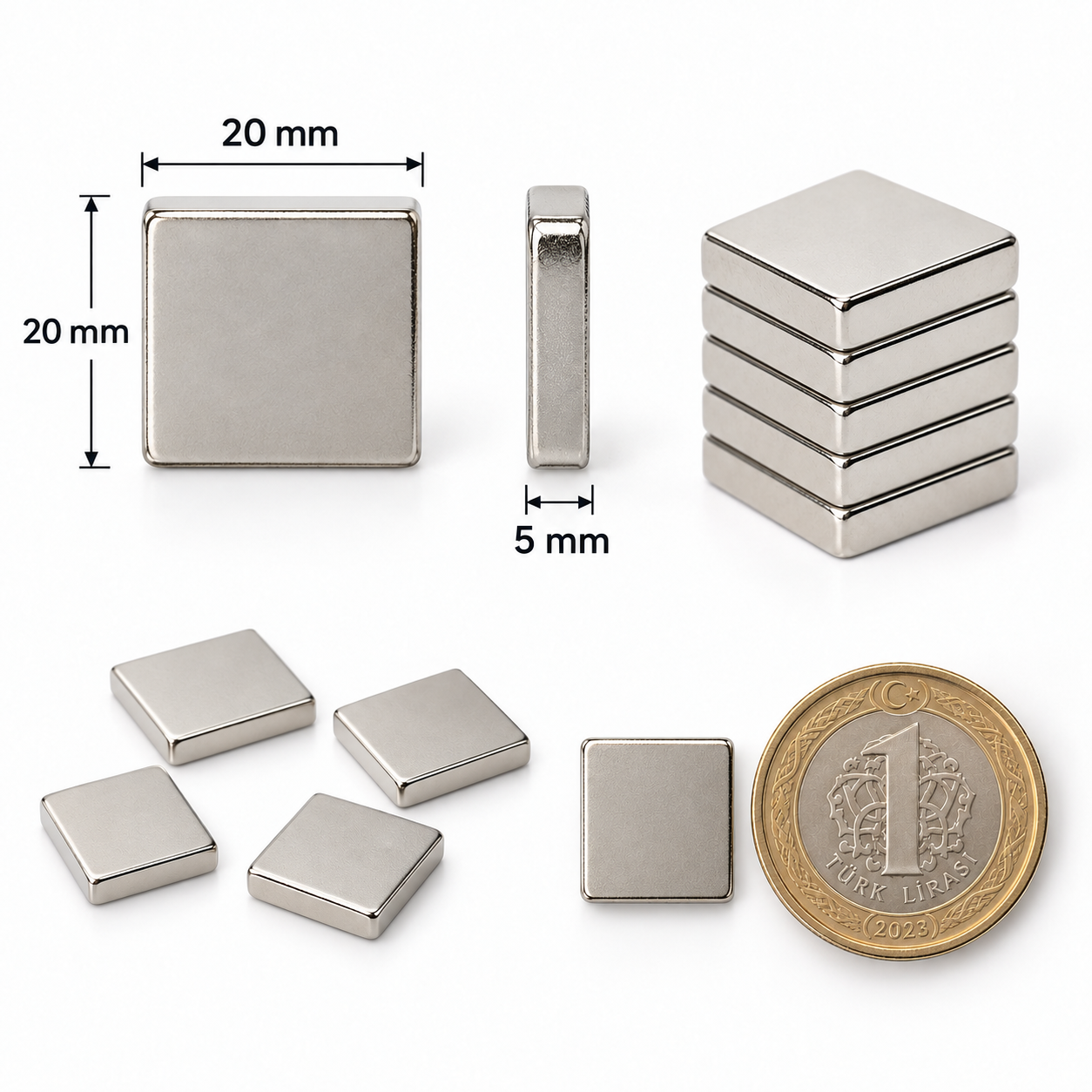 20x20x20 mm Dikdörtgen Nedoyum Mıknatıs