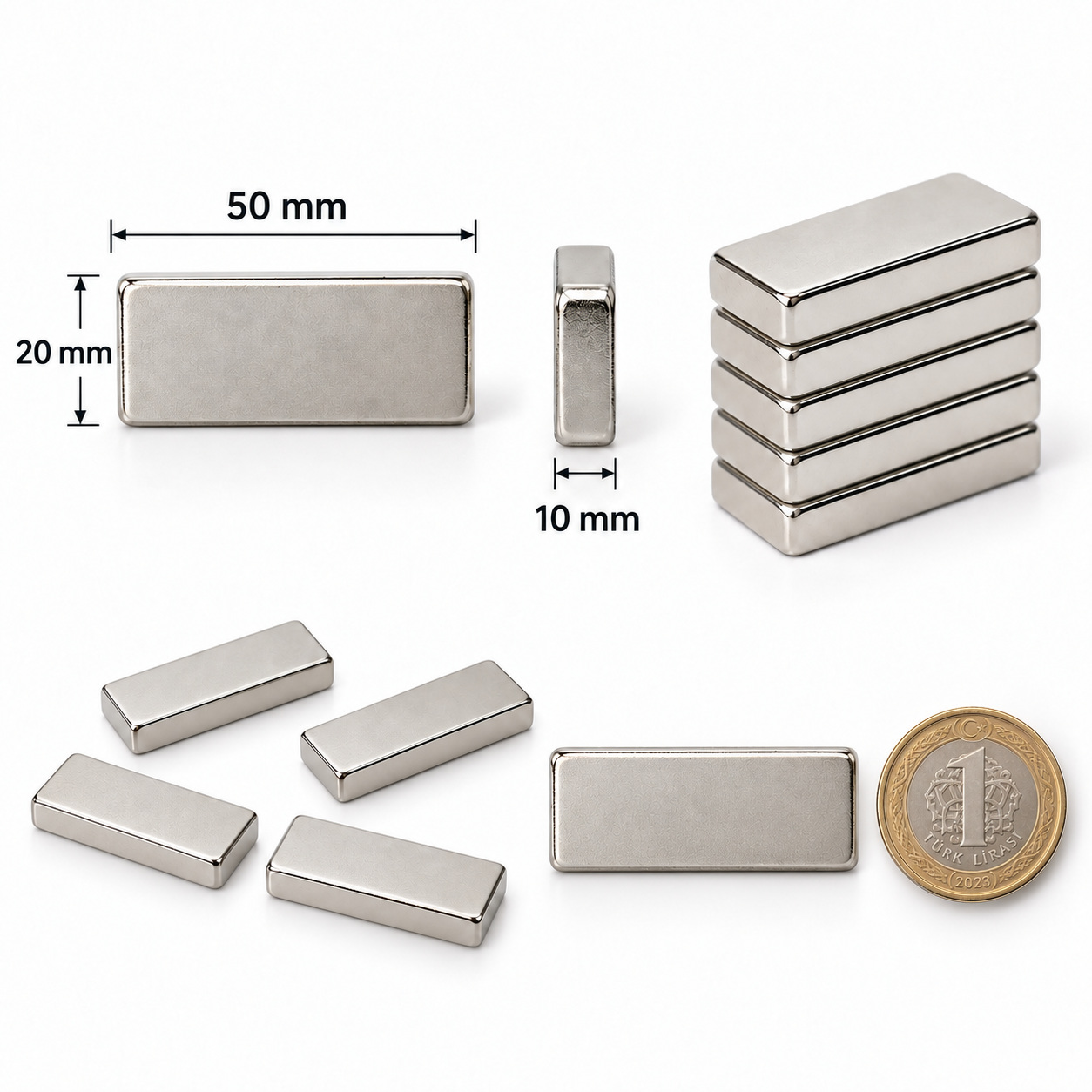 50x20x10 mm Dikdörtgen Nedoyum Mıknatıs