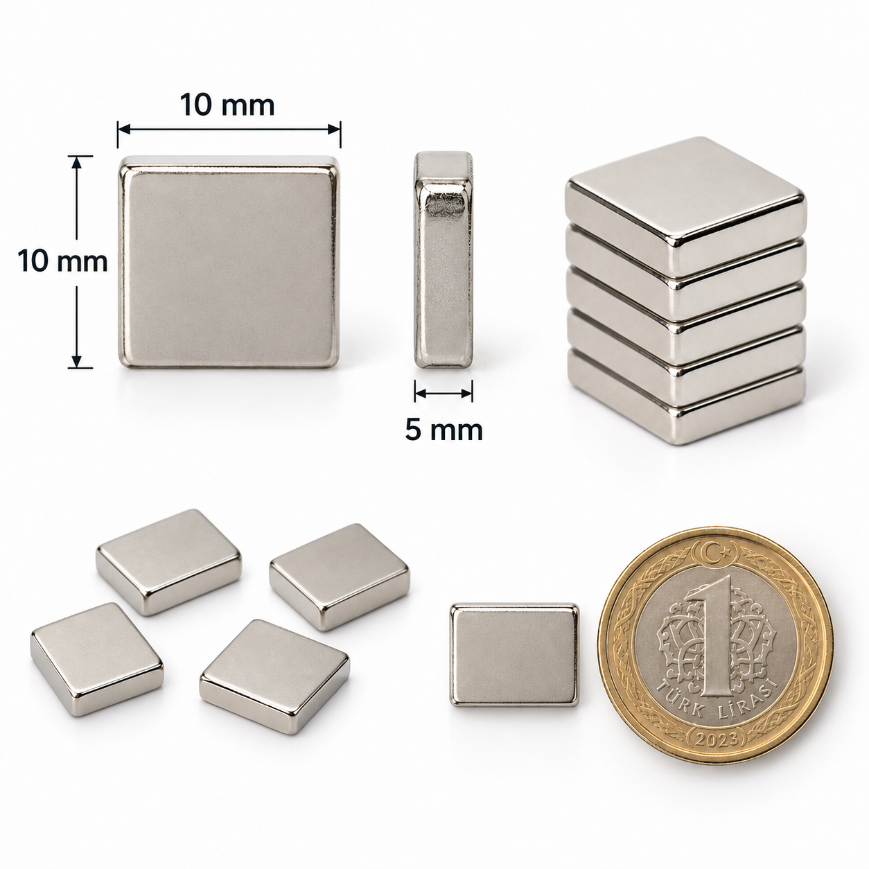 10x10x5 mm Dikdörtgen Nedoyum Mıknatıs