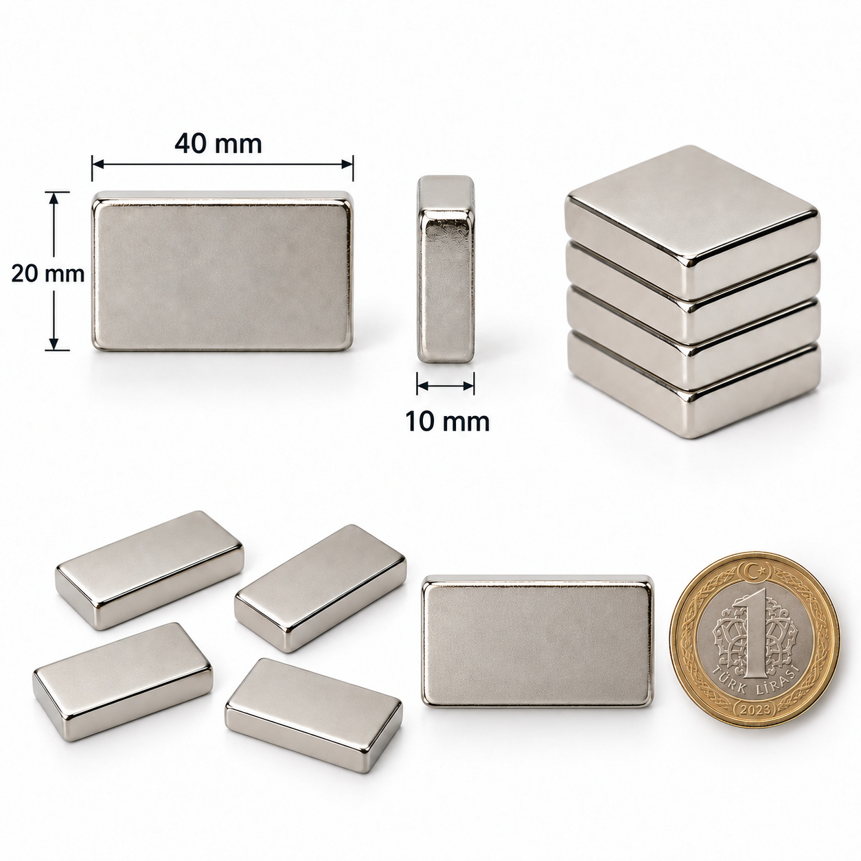40x20x10 mm Dikdörtgen Nedoyum Mıknatıs