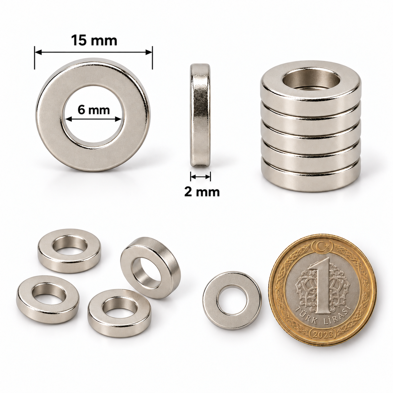 15x6x2 Halka Neodyum Mıknatıs