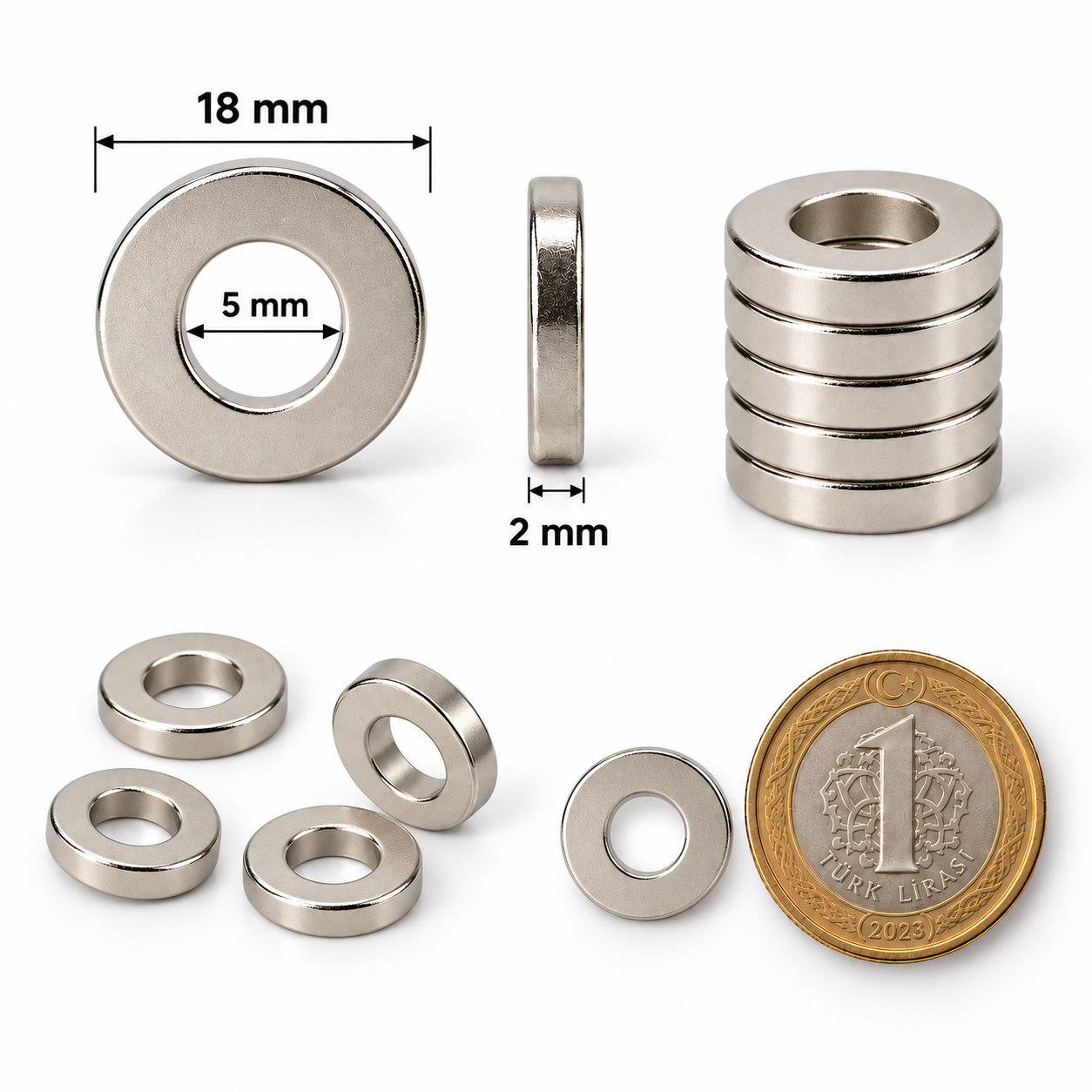 18x5x2 Halka Neodyum Mıknatıs