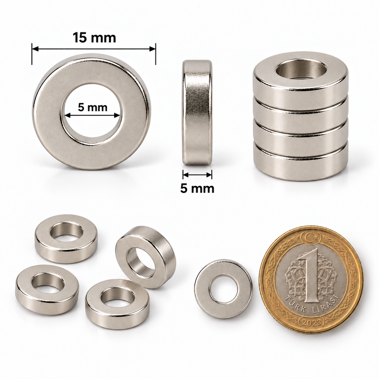 15x5x5 Halka Neodyum Mıknatıs