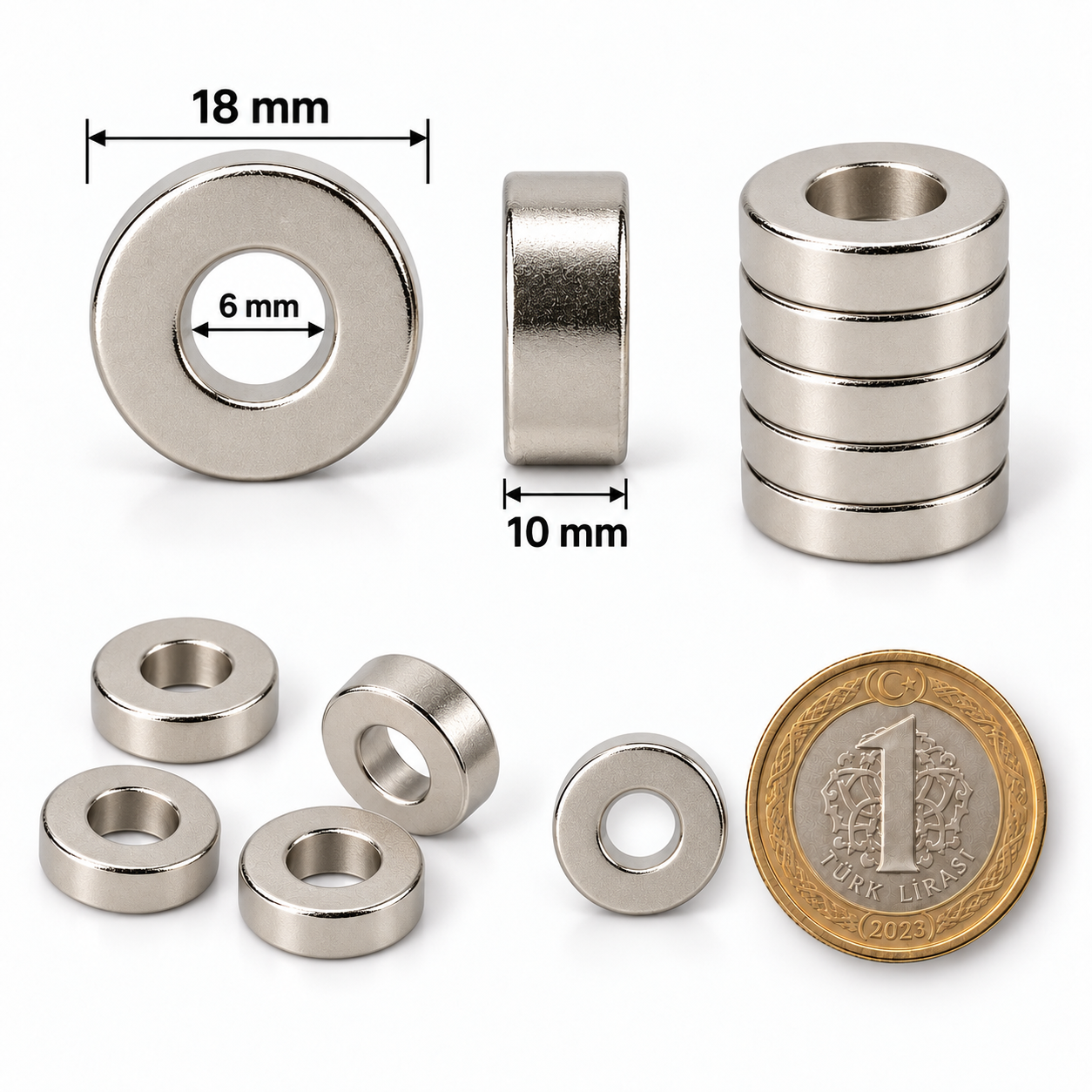 18x6x10 mm Halka Neodyum Mıknatıs