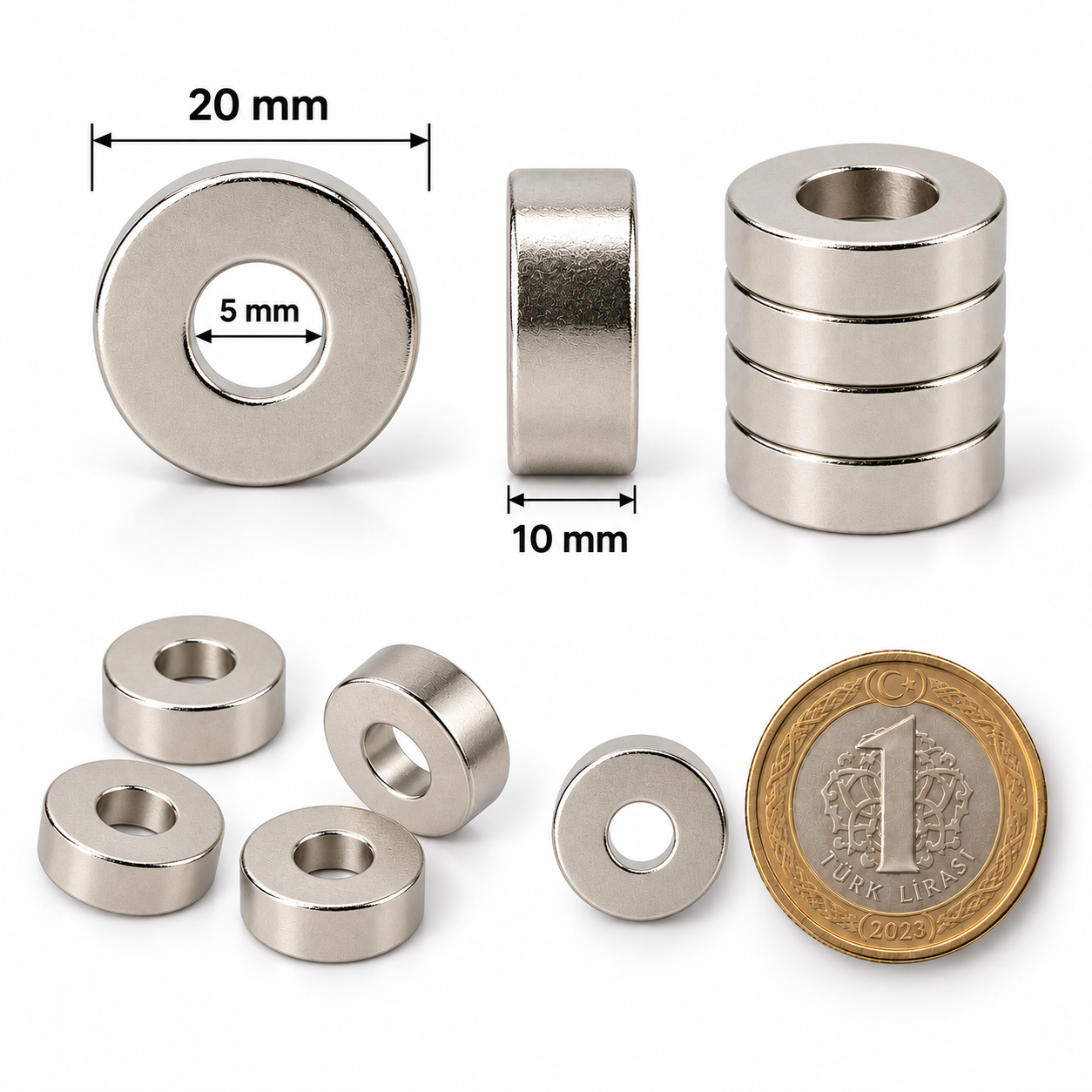 20x5x10 mm Halka Neodyum Mıknatıs