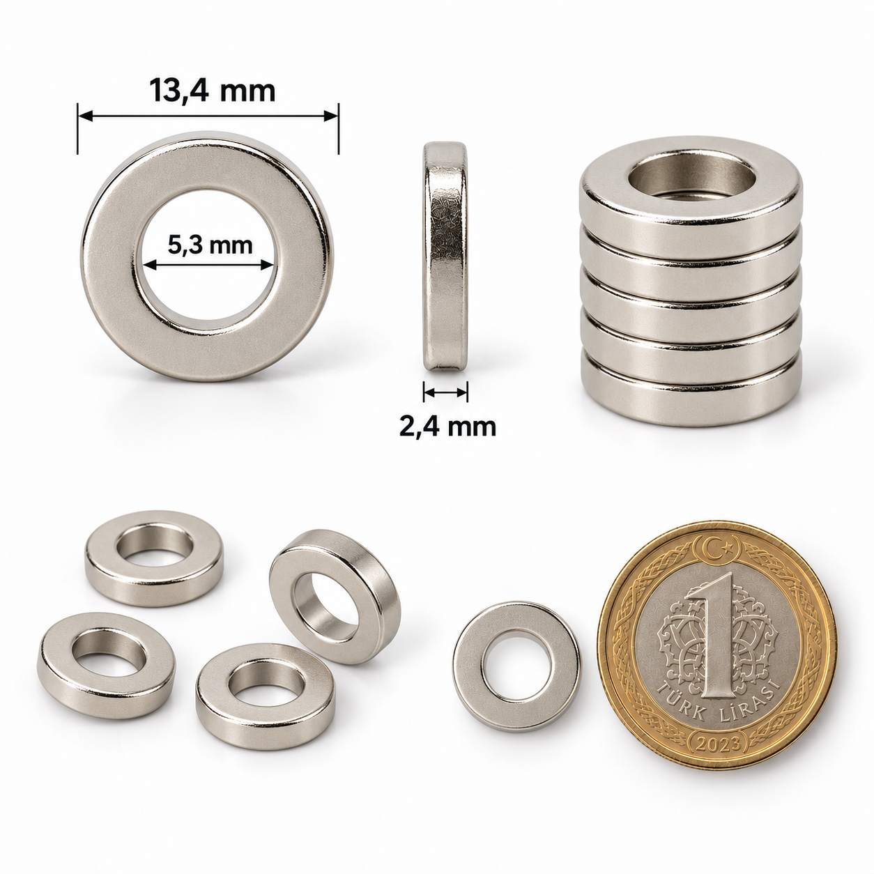 13,4x5,2x2,4 Halka Neodyum Mıknatıs