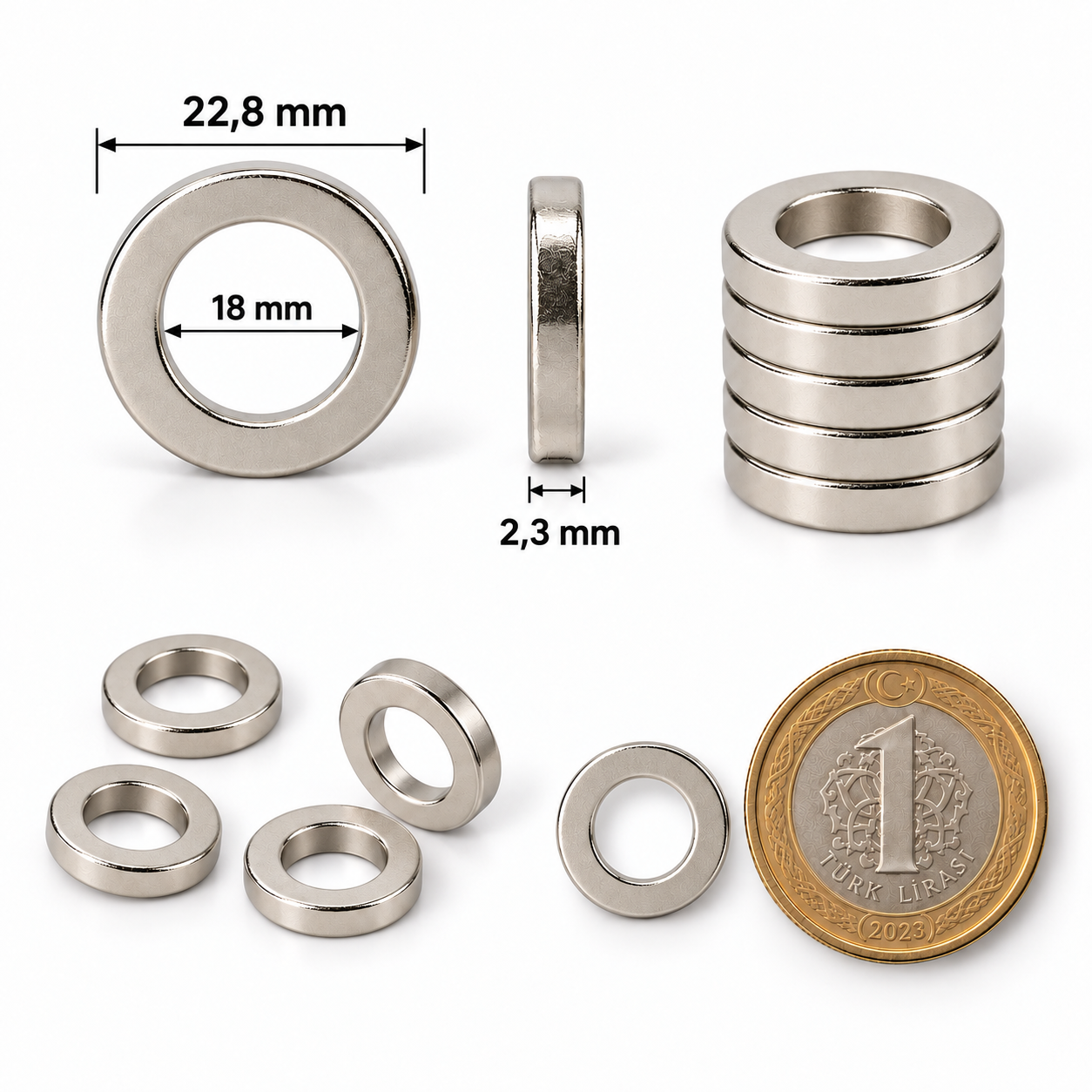22,8x18x2,4 Halka Neodyum Mıknatıs