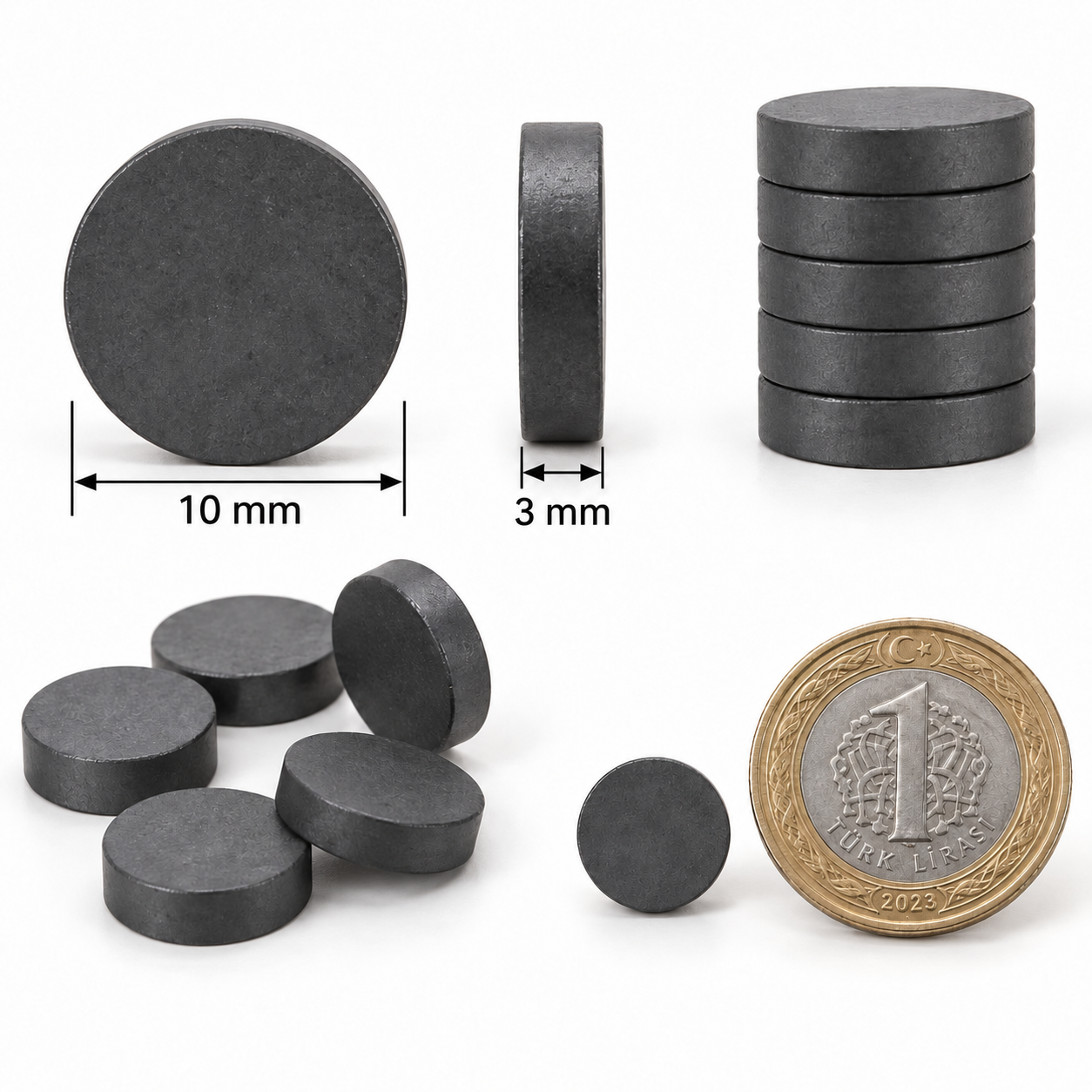 10x3 mm Ferrit Mıknatıs - Y35 Sınıfı