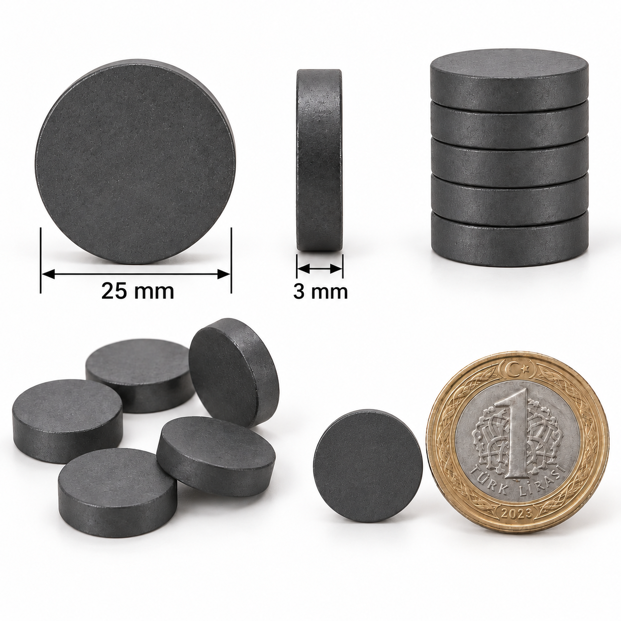 25x3 mm  Ferrit Mıknatıs - Y35 Sınıfı
